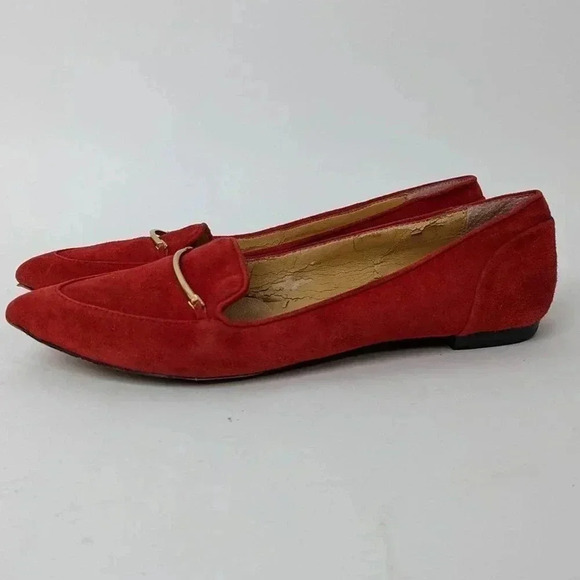 Dolce Vita Red Point Toe Sued Ballet Flats - 7 - Picture 9 of 11